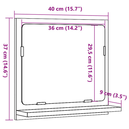 Baderomshylle med speil gammelt tre 40x11x37 cm konstruert tre