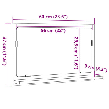 Baderomshylle med speil gammelt tre 60x11x37 cm konstruert tre