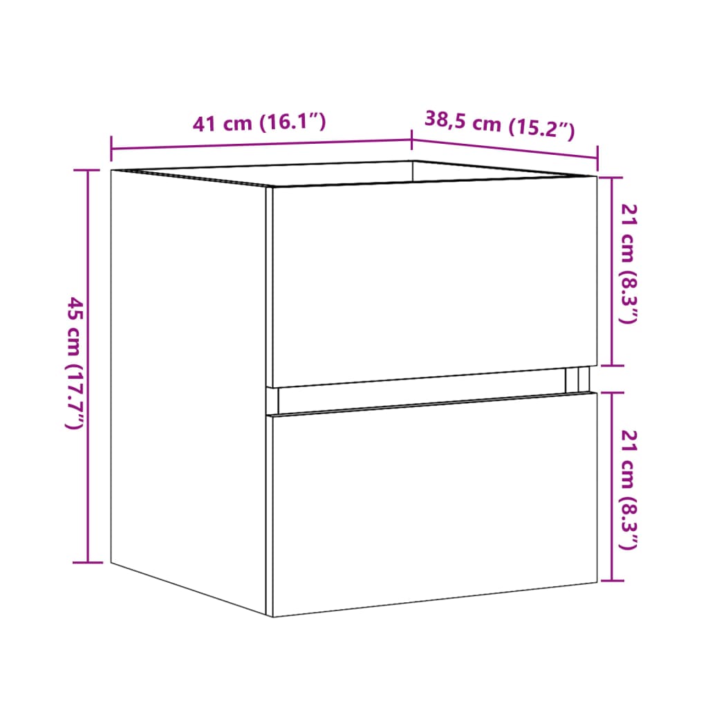 Baderomsservantskap sonoma eik 41x38,5x45 cm konstruert tre