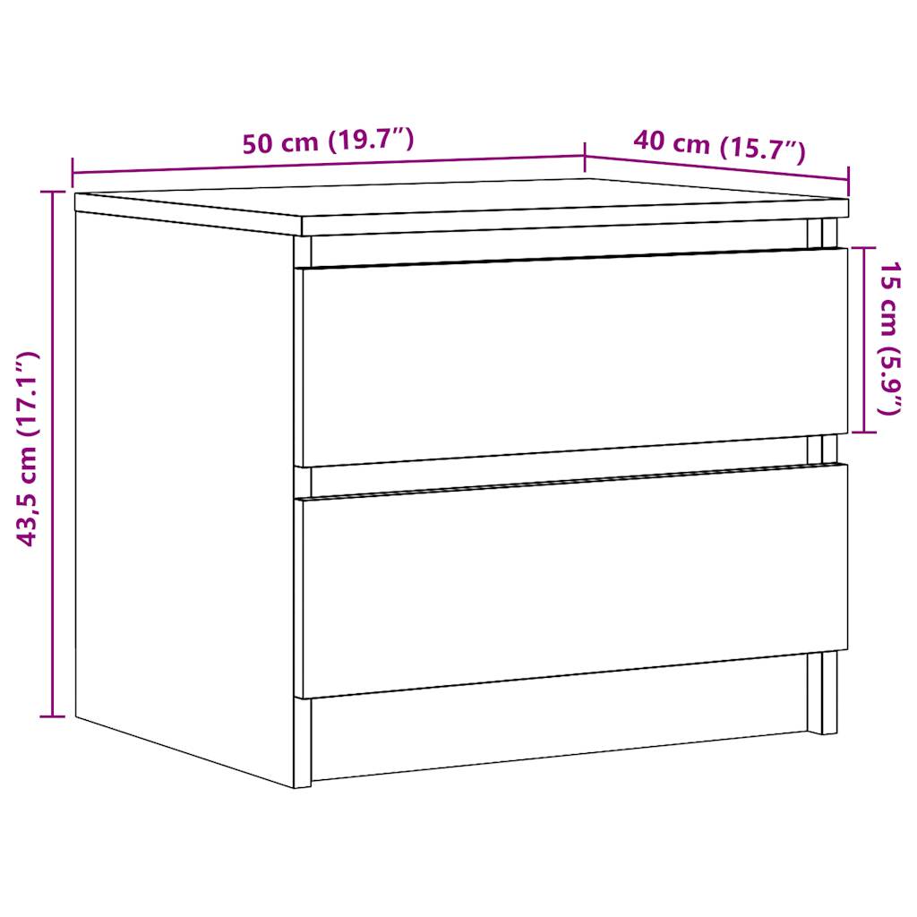 Nattbord gammelt tre 50x40x43.5 cm konstruert tre