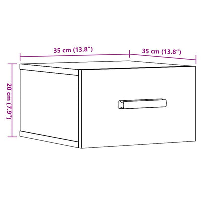 Nattbord Sengbord Veggmontert gammelt tre 35x35x20 cm