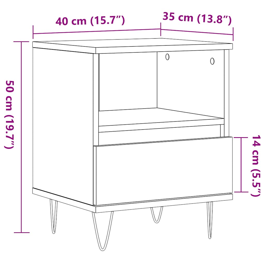 Nattbord gammelt tre 40x35x50 cm konstruert tre