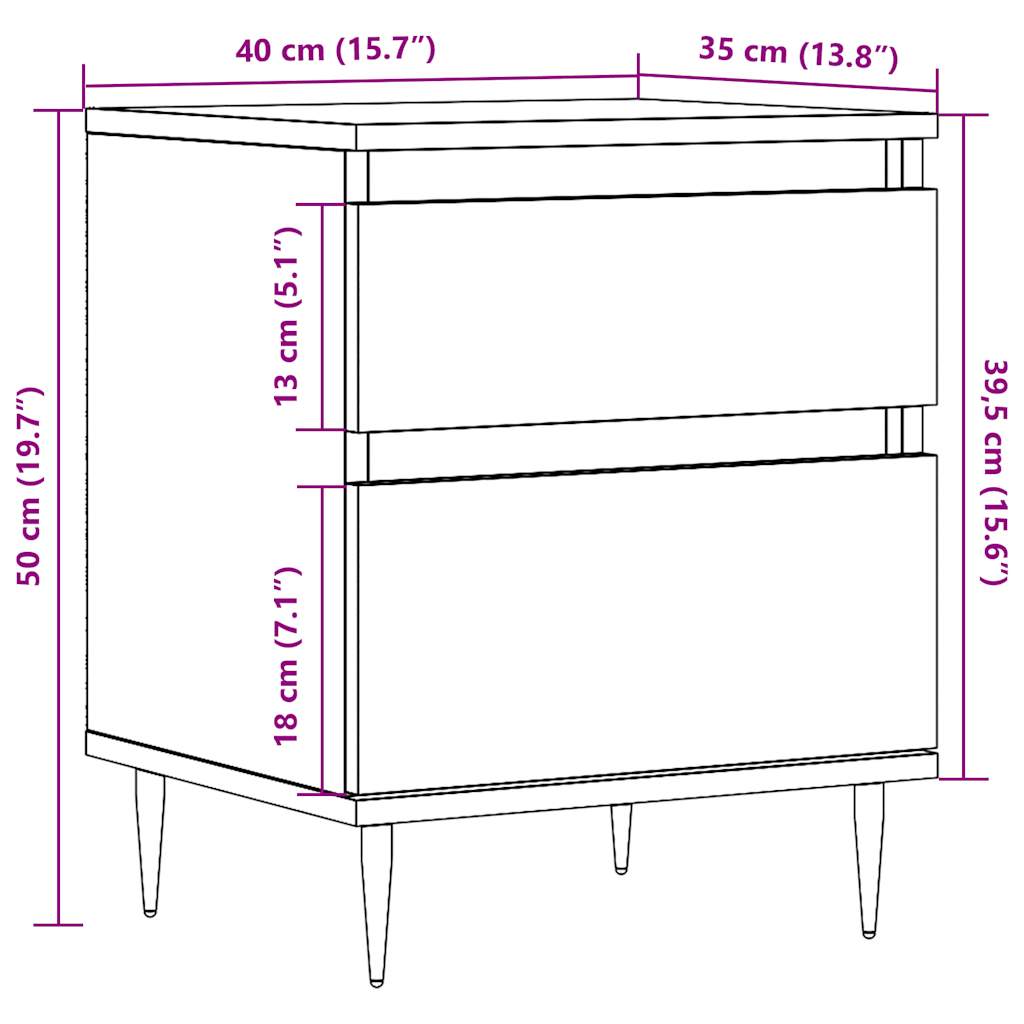 Nattbord Sengbord artisan eik 40x35x50 cm konstruert tre