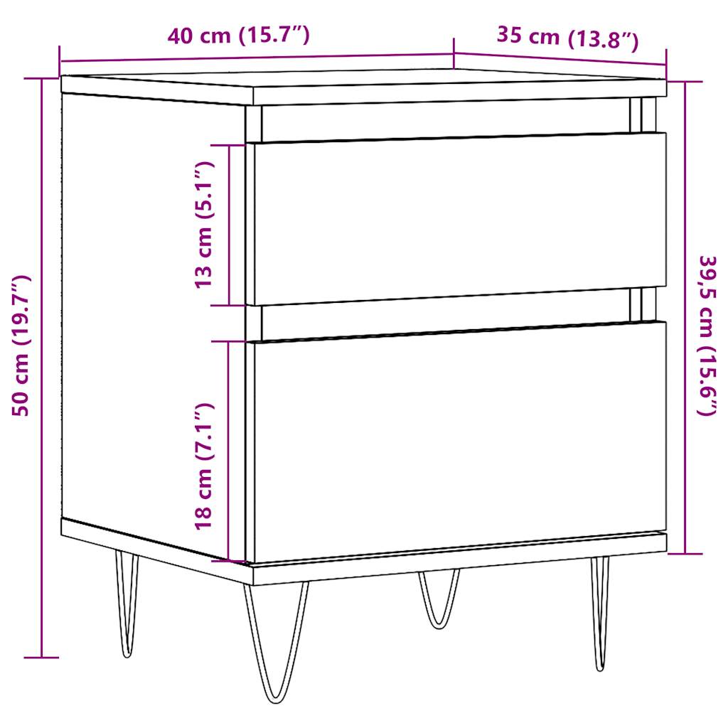 Nattbord Sengbord artisan eik 40x35x50 cm konstruert tre