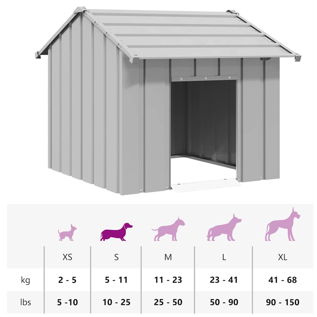 Hundehus med tak 85x107x81 cm galvanisert stål