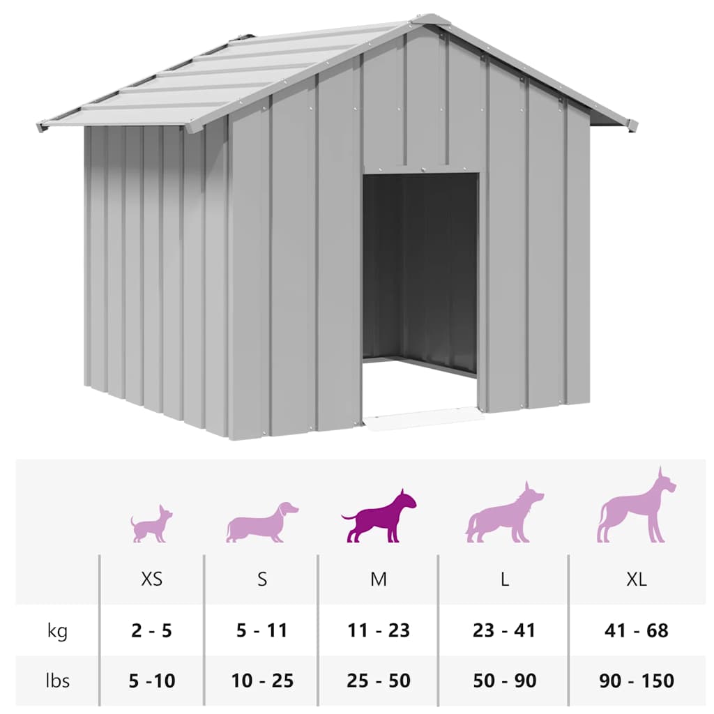 Hundehus med tak 131x101x102 cm galvanisert stål