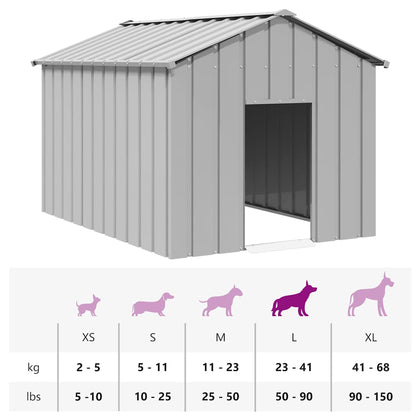 Hundehus med tak 113x153x101 cm galvanisert stål