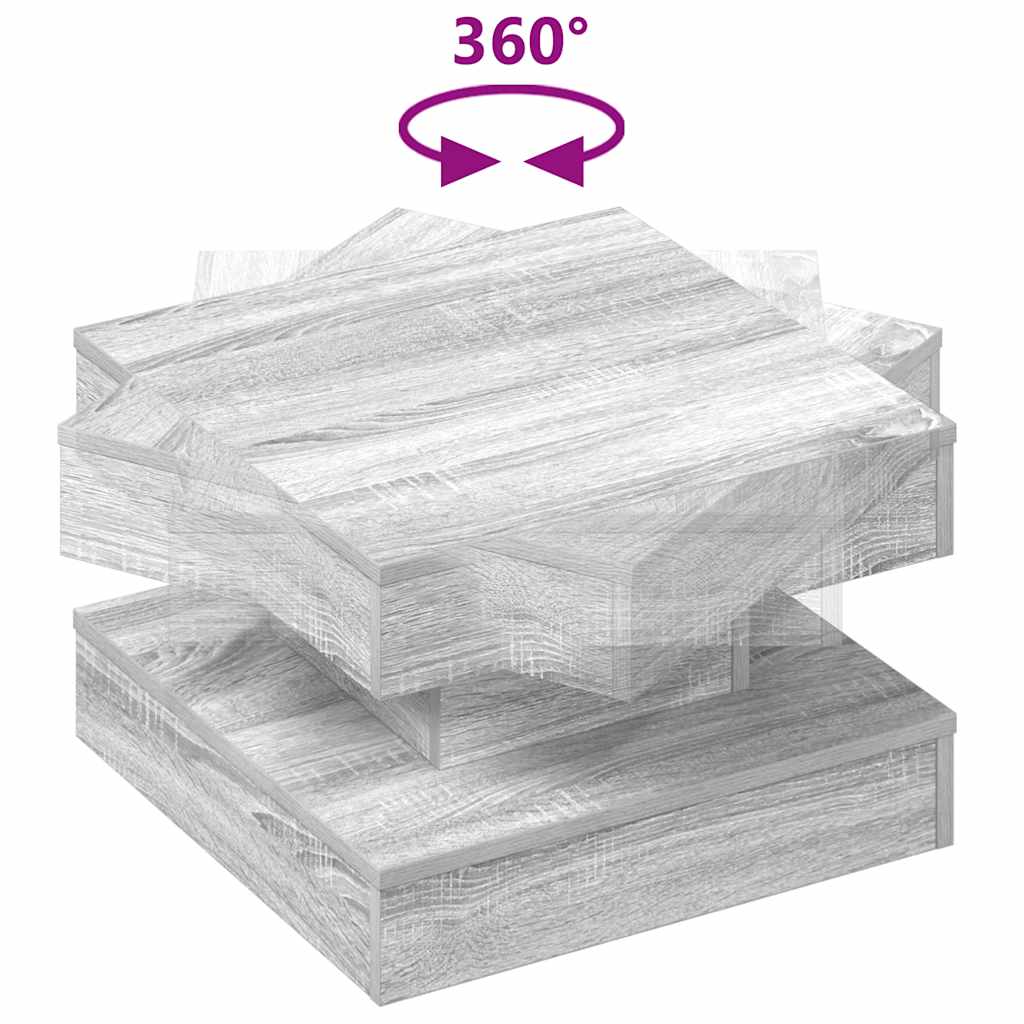 Salongbord Sofabord Sonoma Grå 360-graders roterbart 50x50x34,5 cm