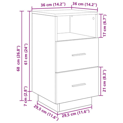 Nattbord Sengbord med 2 skuffer hvit 36x36x68 cm