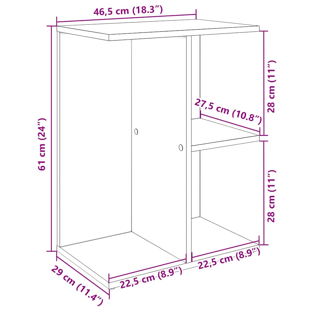 Nattbord 2 stk svart eik 46,5x29x61 cm konstruert tre