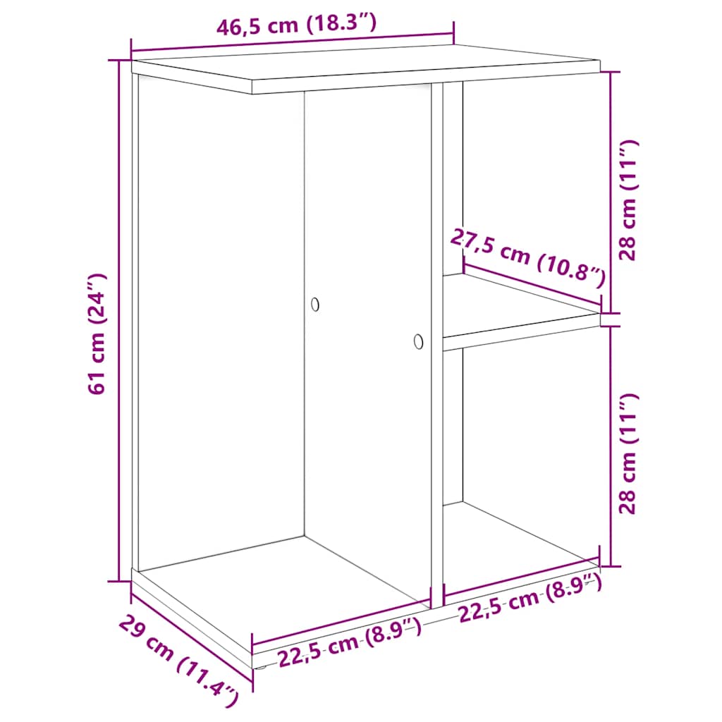 Nattbord røkt eik 46,5x29x61 cm konstruert tre