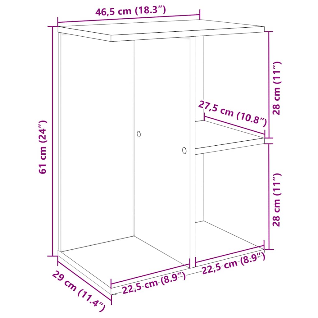 Nattbord brun eik 46,5x29x61 cm konstruert tre