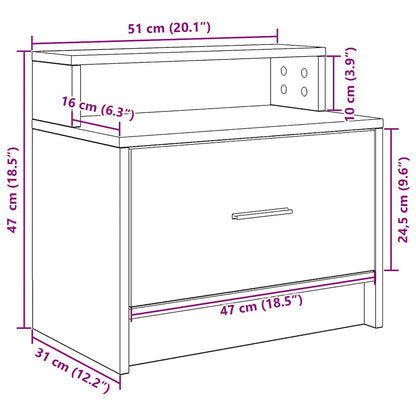 Nattbord med skuff 2 stk gammelt tre 51x31x47 cm