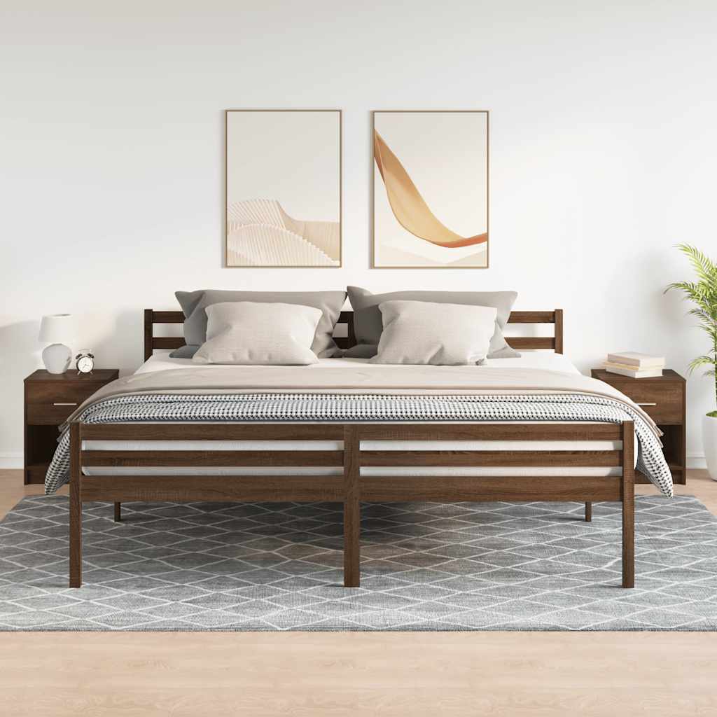 Nattbord 2 stk med skuff brun eik 40x34x50 cm