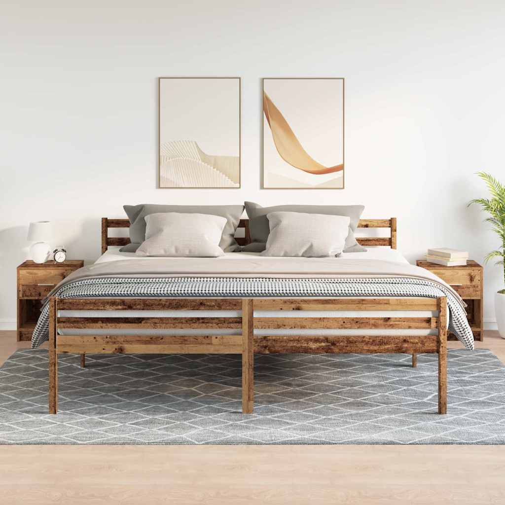 Nattbord 2 stk med skuff gammelt tre 40x34x50 cm