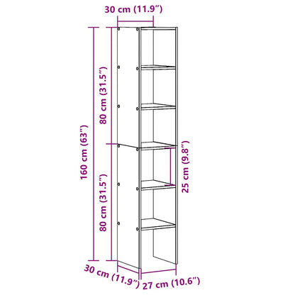 Bokhyller 2 stk stablebar sonoma eik 30x30x80 cm konstruert tre