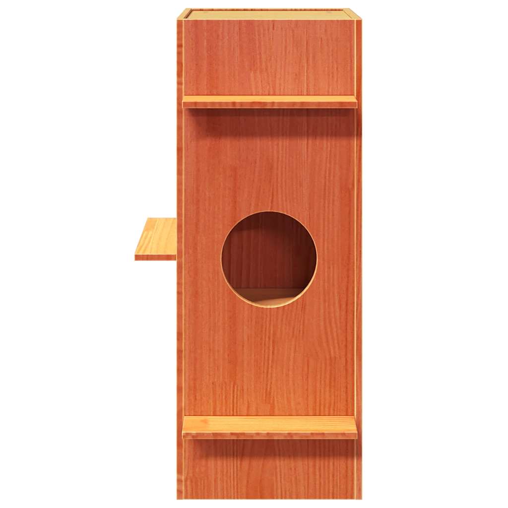 Kattemøbel Kattehus voksbrun 43x43x90 cm heltre furu