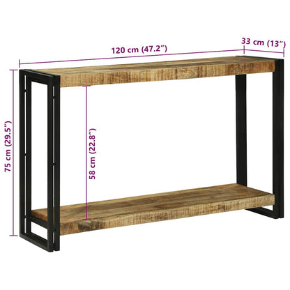 Avlastningsbord Konsollbord Brun 120 x 33 x 75 cm Heltre grovt mangotre