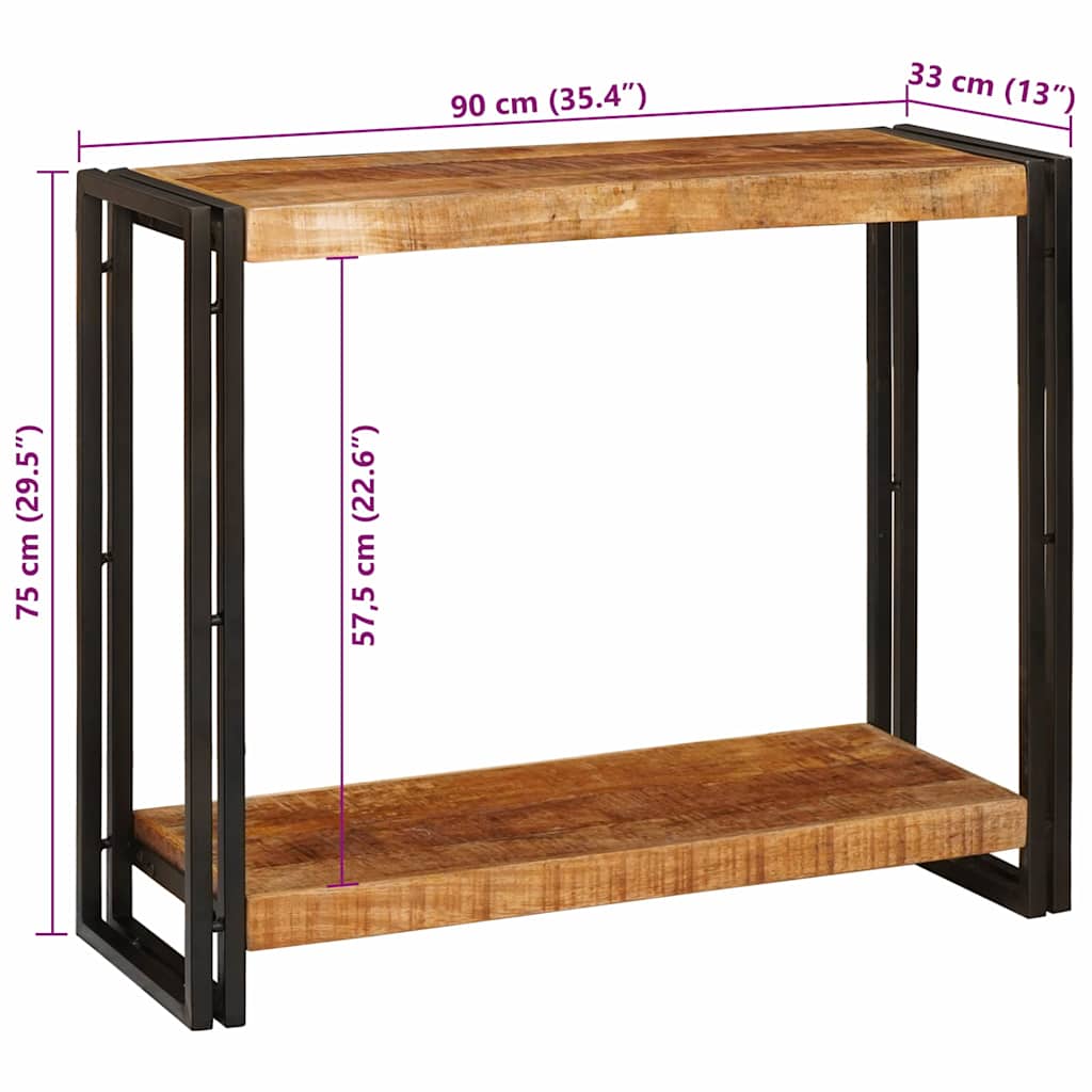 Avlastningsbord Konsollbord Brun 90 x 33 x 75 cm Heltre grovt mangotre