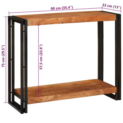 Avlastningsbord Konsollbord Brun med hylle 90 x 33 x 75 cm heltre akasie