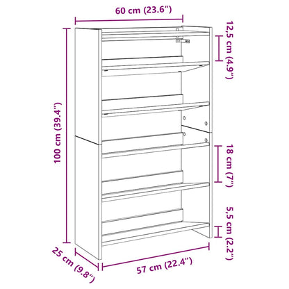 Skoskap Skohylle Skobenk Røkt Eik 60x25x100 cm