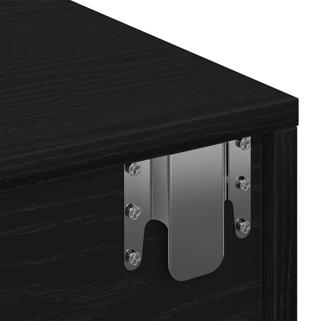 Vegghylle Svart med skuffer 80x33x17 cm