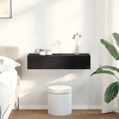 Vegghylle Svart med skuffer 80x33x17 cm