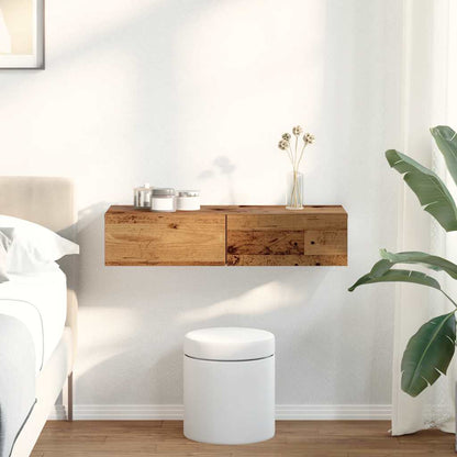 Vegghylle Gammelt Tre med skuffer 80x33x17 cm