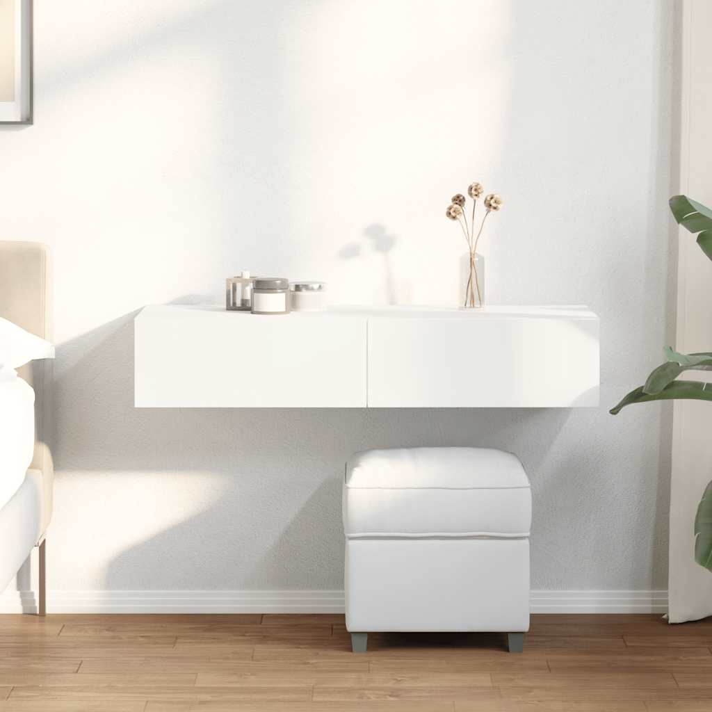 Vegghylle Hvit med skuffer 100x36x19 cm