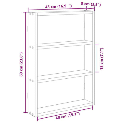 Vegghylle svart 43x9x60 cm konstruert tre