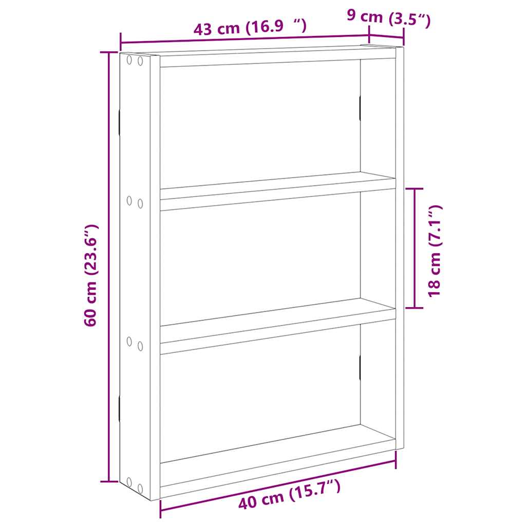 Vegghylle sonoma eik 43x9x60 cm konstruert tre