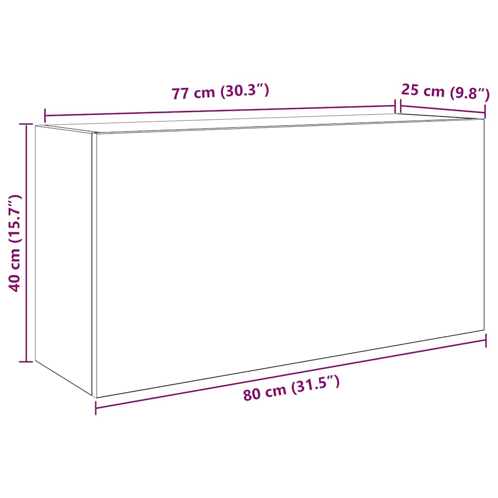 Baderomsskap brun eik 80x25x40 cm konstruert tre