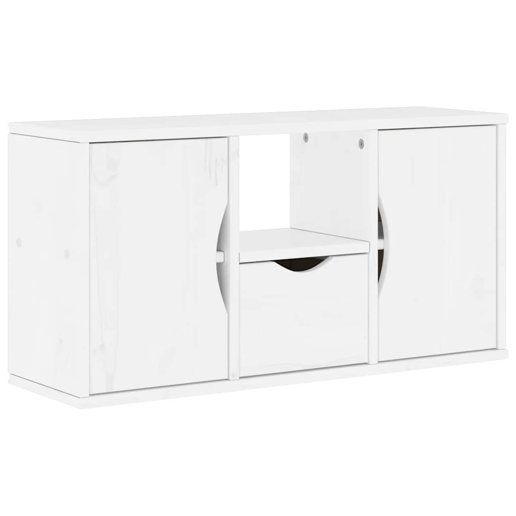 TV-Møbel Hvit Tv-skap med skuff ODDA 79x24x40 cm heltre furu
