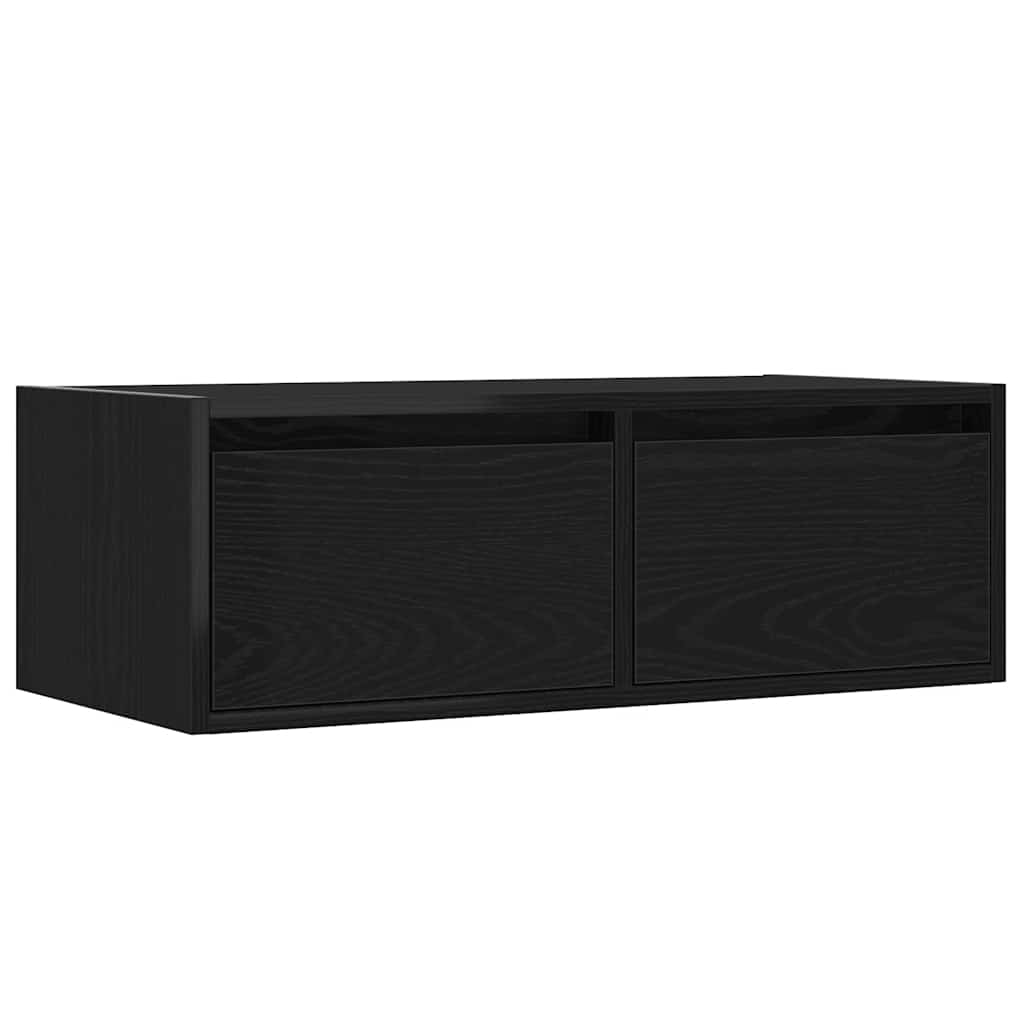TV-Møbel Svart EikTV-benk med LED-lys 75x35,5x25 cm