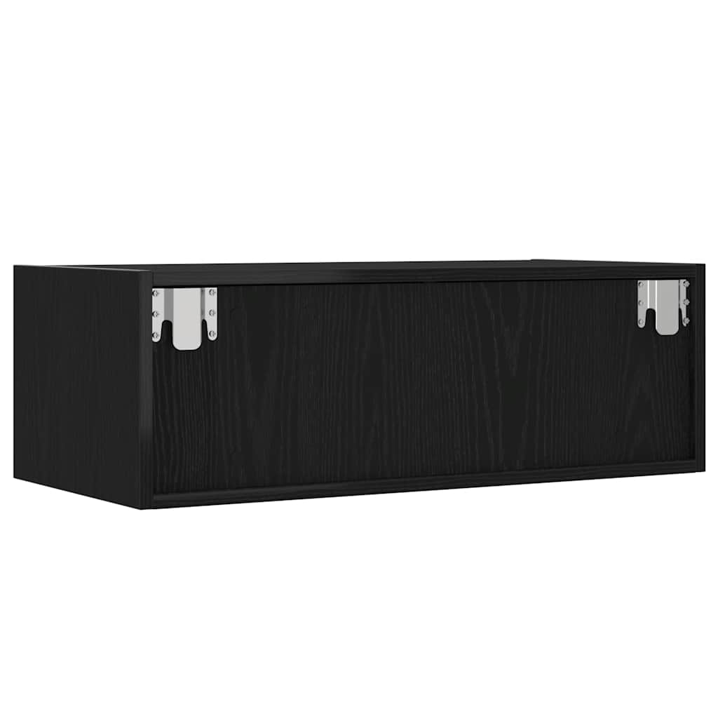 TV-Møbel Svart EikTV-benk med LED-lys 75x35,5x25 cm