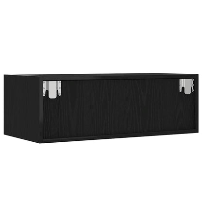 TV-Møbel Svart EikTV-benk med LED-lys 75x35,5x25 cm