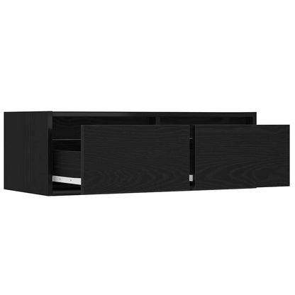 TV-Møbel Svart EikTV-benk med LED-lys 75x35,5x25 cm
