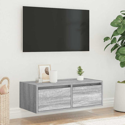TV-Møbel Sonoma Grå TV-benk med LED-lys 75x35,5x25 cm