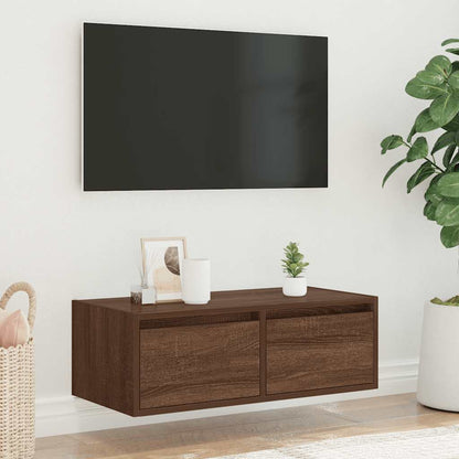 TV-Møbel Brun Eik TV-benk med LED-lys 75x35,5x25 cm
