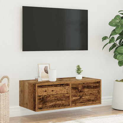 TV-Møbel Gammelt Tre Tv-benk med LED-lys 75x35,5x25 cm
