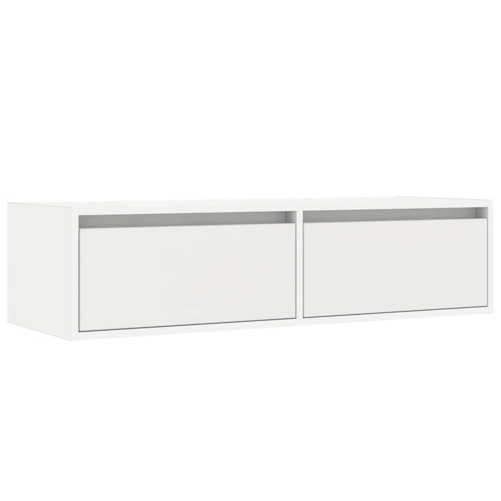 TV-Møbel Hvit TV-benk med LED-lys 100X35,5x25 cm