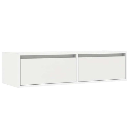 TV-Møbel Hvit TV-benk med LED-lys 100X35,5x25 cm