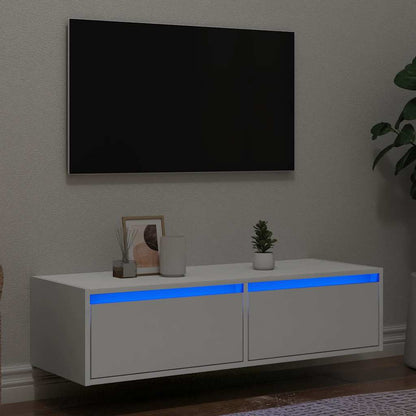 TV-Møbel Hvit TV-benk med LED-lys 100X35,5x25 cm