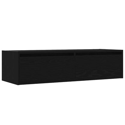 TV-Møbel Svart Eik TV-benk med LED-lys 100X35,5x25 cm