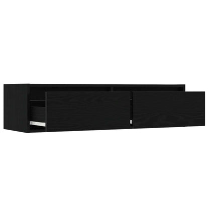 TV-Møbel Svart Eik TV-benk med LED-lys 100X35,5x25 cm