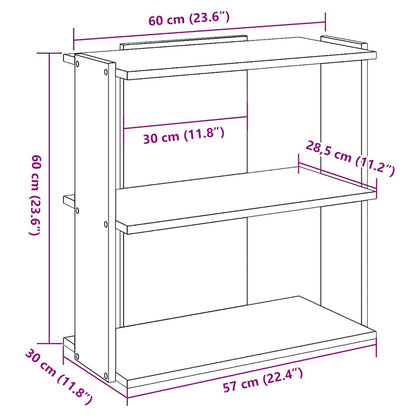 Bokhylle 3 etasjer svart 60x30x60 cm konstruert tre