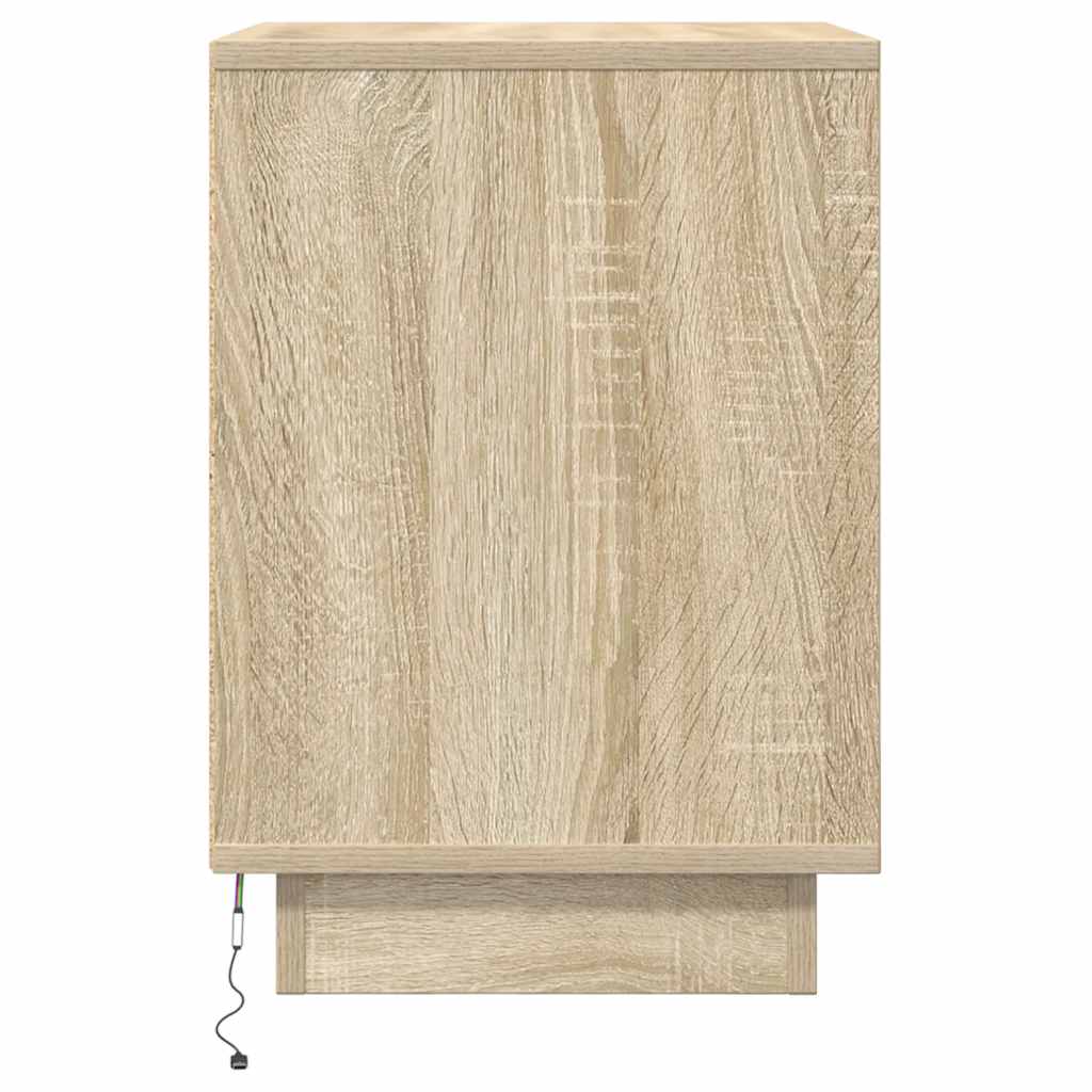 Nattbord med LED sonoma eik 38x34x50 cm