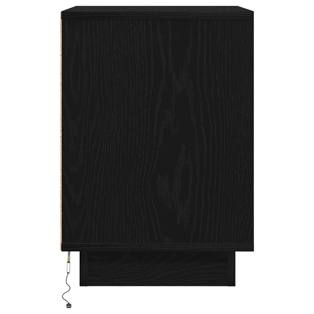 Nattbord Sengbord Svart med LED-lys 38x34x50 cm