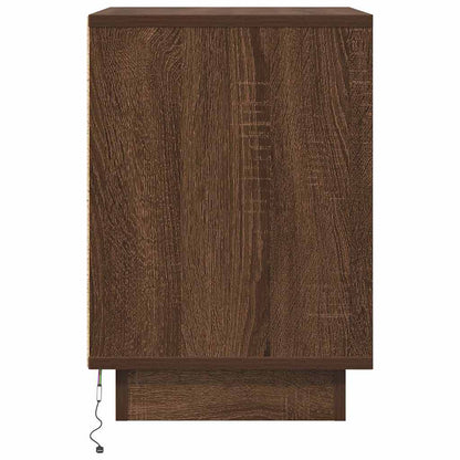 Nattbord Sengbord Brun Eik med LED 38x34x50 cm