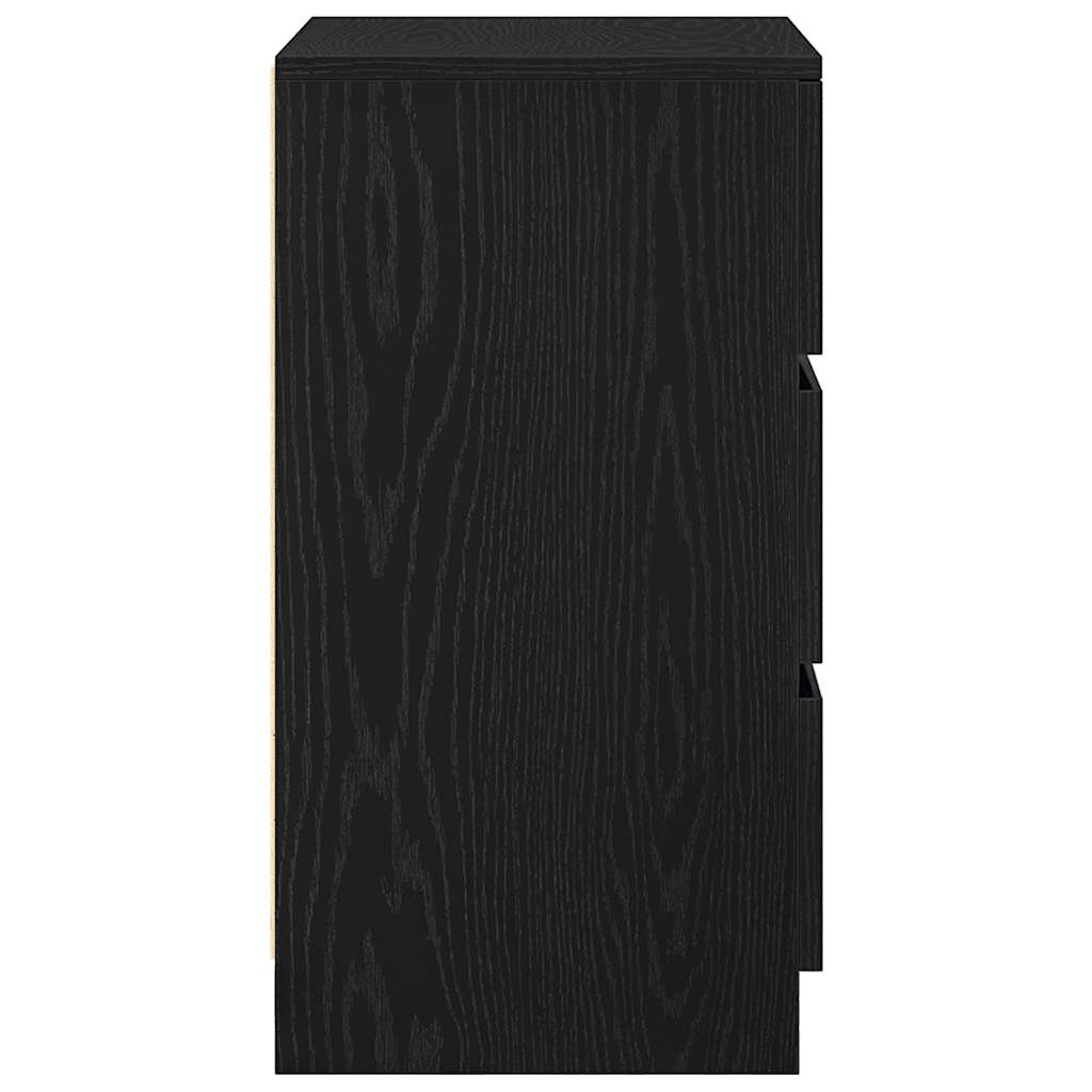 Nattbord Sengbord Svart med 3 skuffer 39x35x65 cm